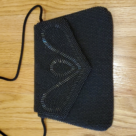 Vintage Black Beaded Purse - Picture 2 of 9